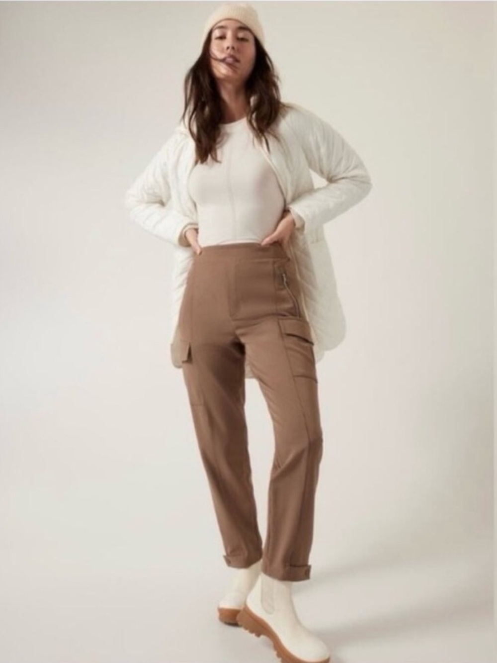 Athleta Endless High-Rise Cargo Pant Dark Clay Taupe Size 0